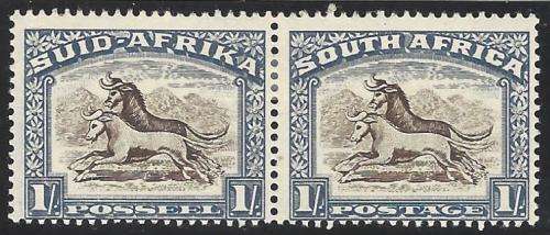 Union 1939 1/- brown & blue FM. SACC 61. See below.
