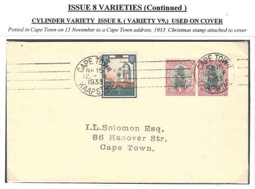Union: 1933 cover with Roto Issue 8 variety. Very scarce. UHB 37C V9.  See below.