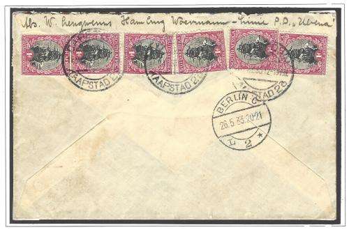 Union: 1933 Rare Roto R11 coils on cover to Hamburg  VFM. See below.