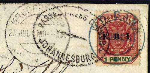 Boer War Rare censored `P.O.BANK/KRUGERSDORP/JOHANNESBURG` cover. See below.