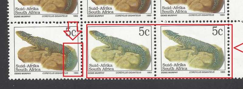 RSA 1998 Rare `MAGENTA OMITTED`in extended cylinder block. MNH. SACC 827b. See below.