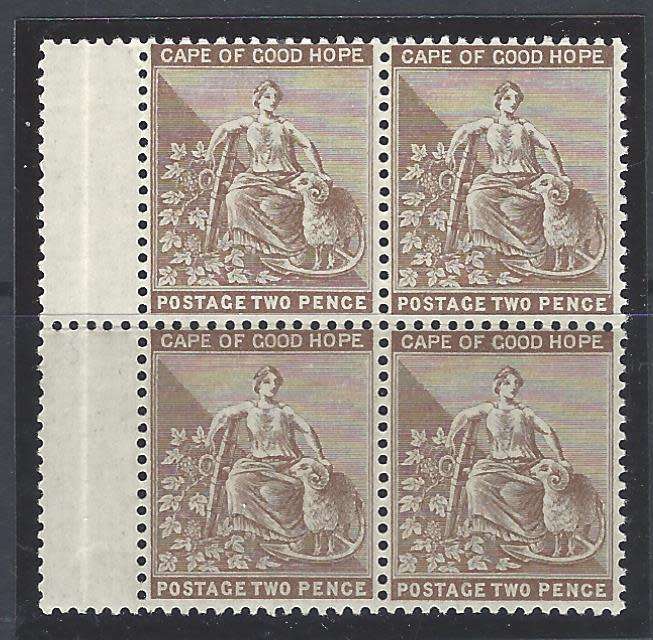 Cape 1893/8 SACC 57 block with inter-panneau margin superb MNH. See below.