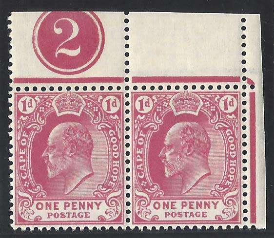 Cape 1902/4 SACC 66 Plate pair number 2 superb MNH. See below.