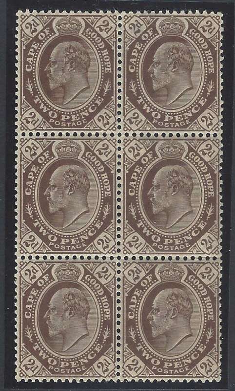 Cape 1902/4 SACC 67 block of 6 superb MNH. See below.