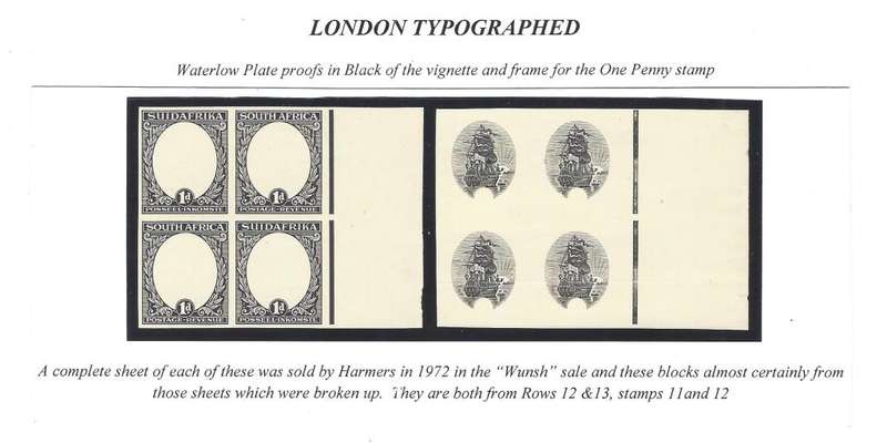 Union 1926/7 London Pictorial 1d Imperforate Plate Proof marginal blocks. See below.
