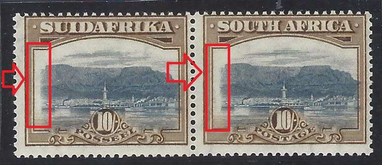 Union 1927 London 10/- with VIGNETTE SHIFTED right. Superb mint. See below.