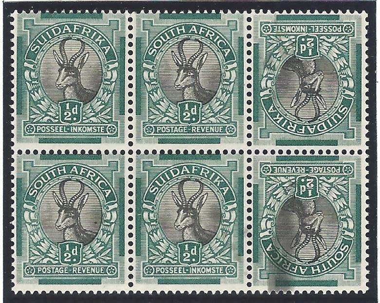 Union 1930`s Roto rarity: TETE-BECHE BLOCK with RARE CYLINDER flaw superb MNH. See below.