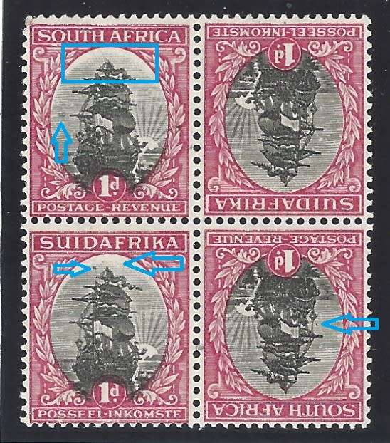 Union 1930`s Rare TETE-BECHE block with VARIETIES MNH. See below.