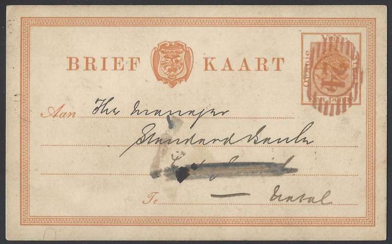 OFS 1888 1d Brief Kaart BONC 24 & Heilbron cds proving cover to Ladysmith. Very Scarce. See below.