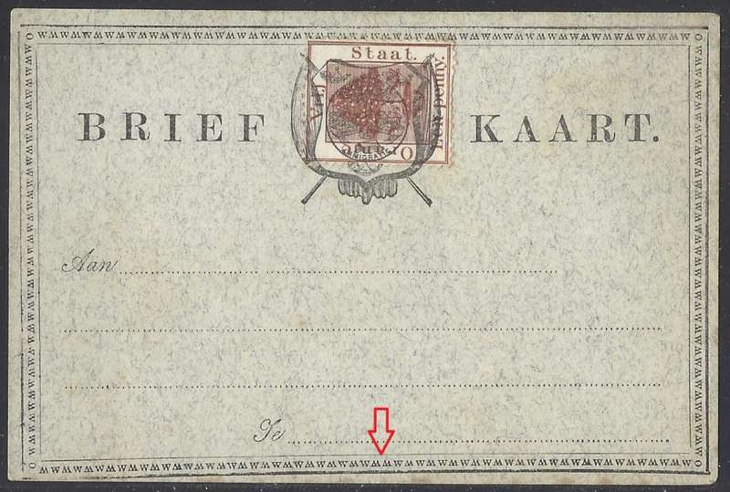 OFS 1889 Scarce 1d stamp Brief Kaart (Grey speckled paper) PRINTING ERROR VF Unused. See below.