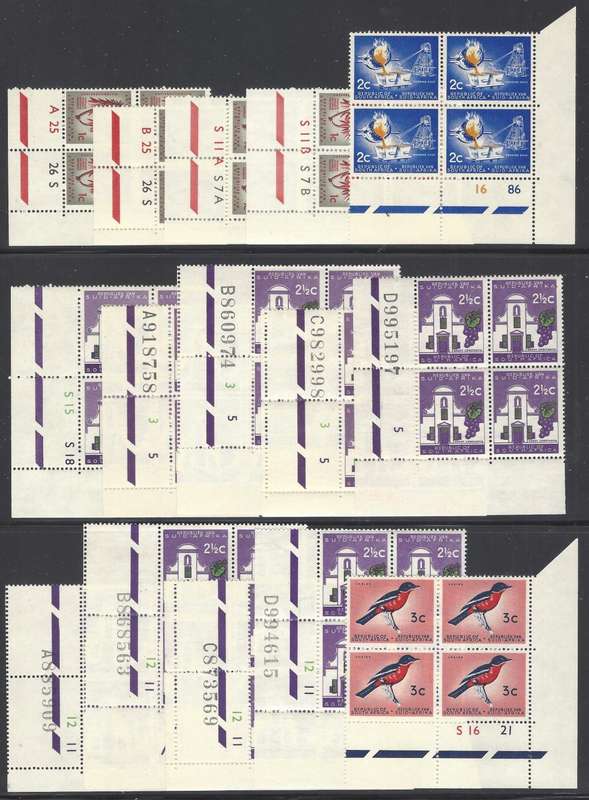 RSA 1961-3 set of 23 definitive Cylinder Blocks superb MNH. No WM . SACC 210/218. See below.