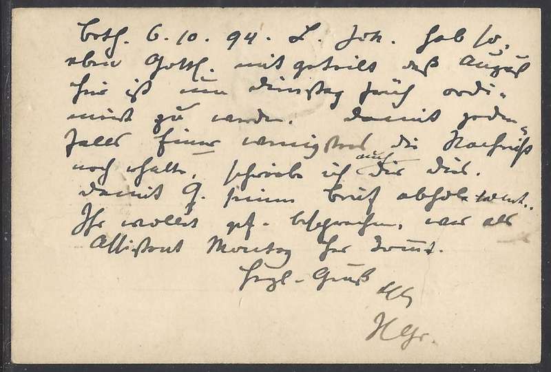 OFS 1894 (6 OC) 1/2d FIFTH PRINTING Stamp Brief Kaart Bethanie/Bloemfontein. See below.