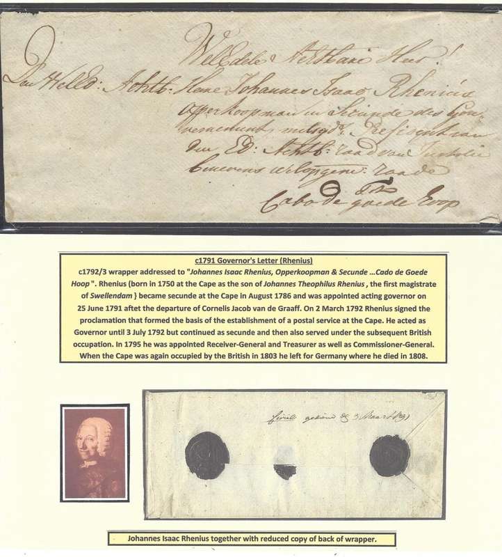 Cape c1791 Rare Governor Rhenius cover. See below.