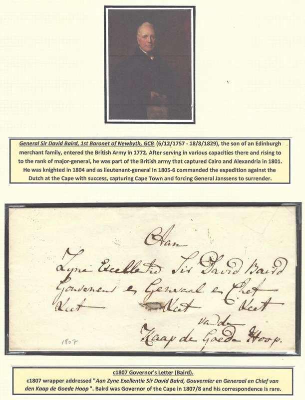 Cape c1807 Rare Governor Baird cover. See below.