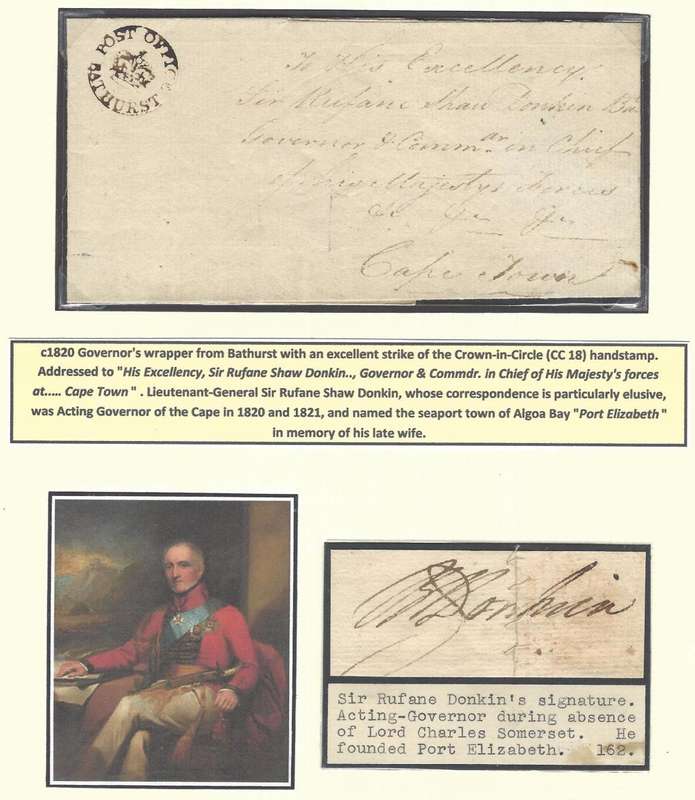 Cape c1820 Rare Governor Donkin cover and signature. See below.