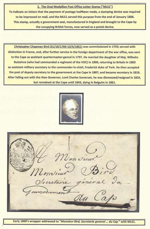 Cape Oval Medallion Post Office Letter Stamp (`MLS1`) and C. C. Bird. See below.