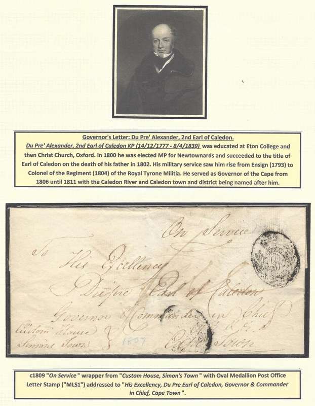 Cape c1809 Rare Governor Du Pre Alexander, 2nd Earl of Caledon wrapper. See below.
