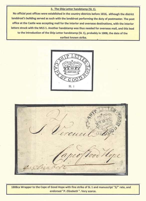 Cape c1808 wrapper with Ship Letter handstamp (SL 1) to Port Elizabeth. See below.