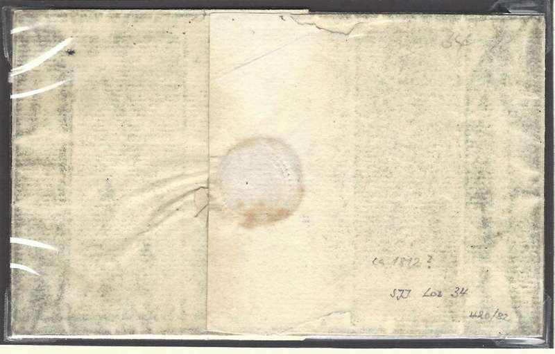 Cape c1808 wrapper with Ship Letter handstamp (SL 1) to Port Elizabeth. See below.