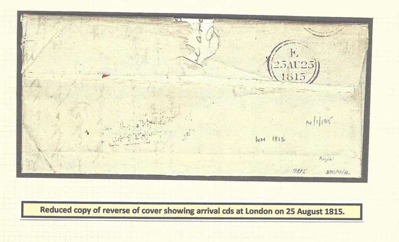 Cape 1815 (14 April) entire with Cape Ship Letter (SL 1) and Portsmouth Ship Letter h/stamps.