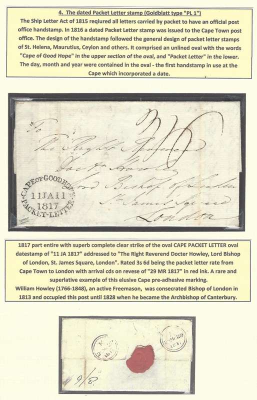 Cape 1817 (11 JAN) Cape Packet Letter oval datestamp (PL 1) on historic entire. Rare. See below..