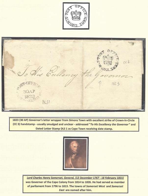 Cape c1823 (30 AP) Governor Lord Charles Henry Somerset wrapper and Simonstown CC 3. See below.
