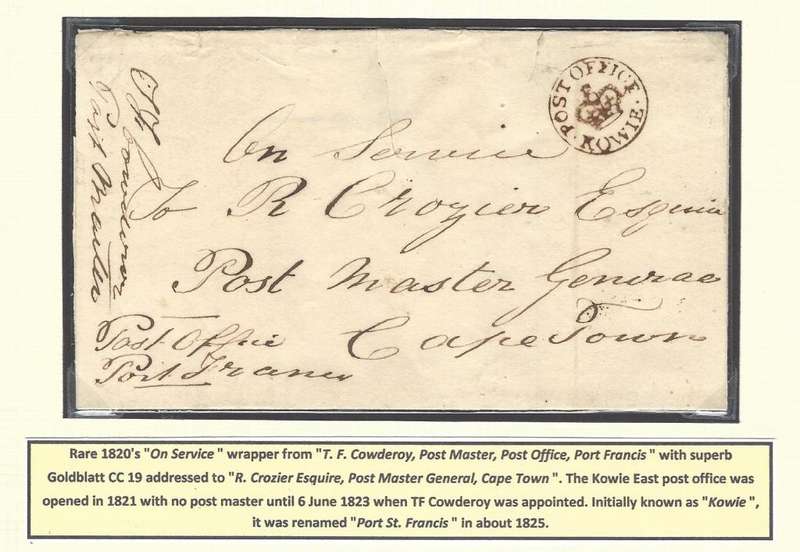 Cape 1820`s wrapper from Kowie (Port Francis) with superb CC 19. See below.