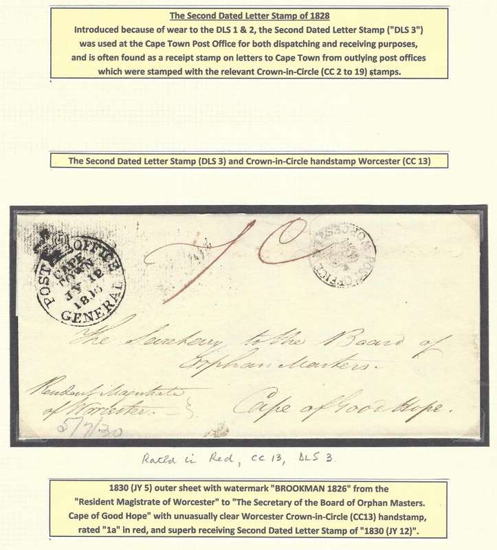 Cape 1828 The Second Dated Letter Stamp (DLS 3) and Worcester CC 13. See below.