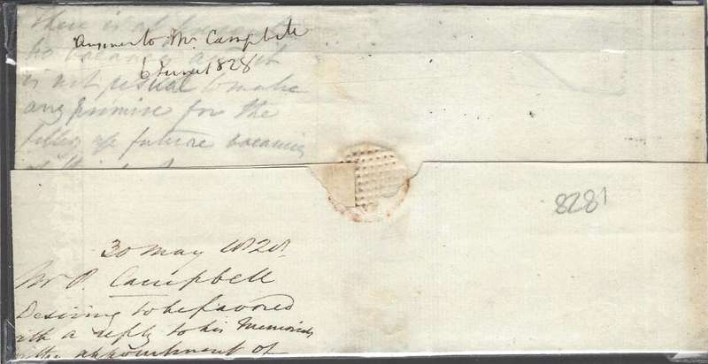 Cape 1828 (30 May) historic Colonel J. Bell part entire with Grahams Town CC 16 and DLS 3.