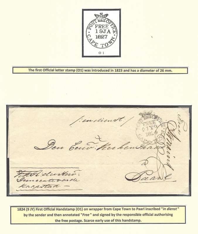 Cape 1824 (9 JY) Cape Town to Paarl wrapper with First Official letter stamp (O1). See below.