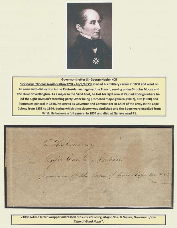 Cape 1838 Governor Sir George Napier wrapper. See below.