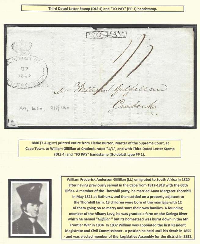 Cape 1840 (7 AU) historic pre-printed entire Cape Town to Cradock with DLS 4 and PP 1 . See below.