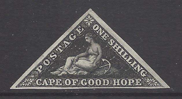 Cape 1853 One Shilling Plate Proof in black with BPA certificate. See below.