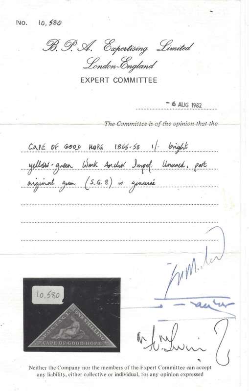 Cape 1858 SACC 8 very fine mint with  BPA certificate. See below.