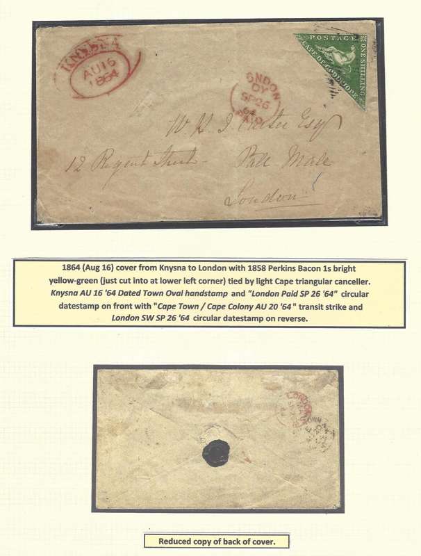 Cape 1864 (AU 16) cover from Knysna to London with SACC 8. See below.