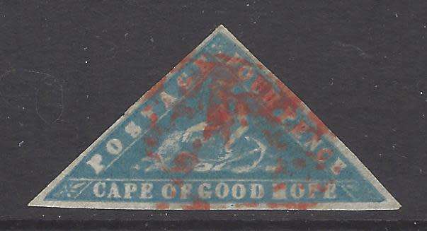 Cape 1861 Woodblock SACC 10b fine used with red cancellation and Brandon certificate. See below..