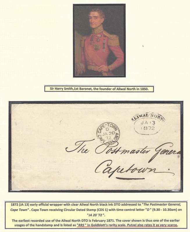 Cape: 1872 (JA 13) cover from Aliwal North to Cape Town with DTO. `RRS` rating by Goldblatt.