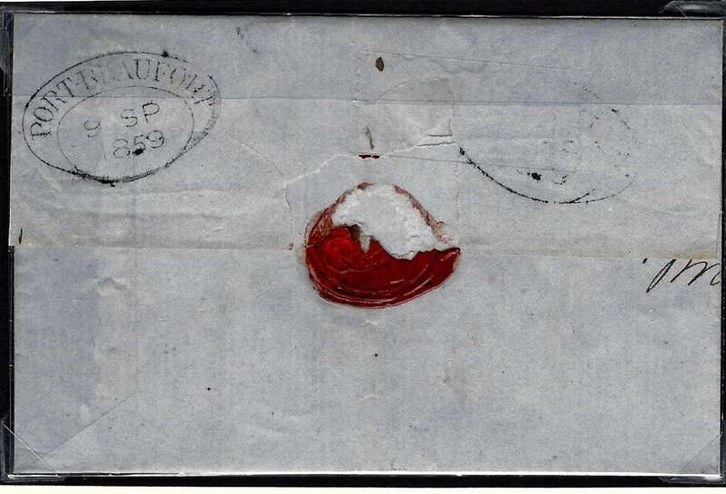Cape: 1859 (9 SP) earliest use of Rare PORT BEAUFORT DTO on cover. See below..