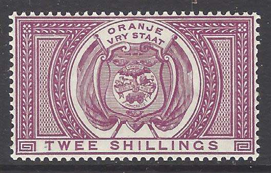 OFS  1882 Twee Shillings magenta superb MNH. R 2,000. SACC F6. See below.