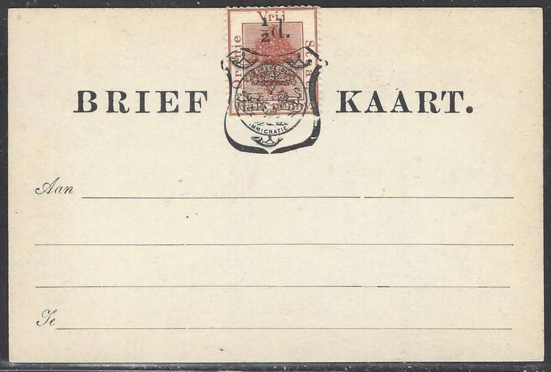 OFS 1895 1/2d 8th PTG Stamp B/Kaart with clearer fraction bar. See below.