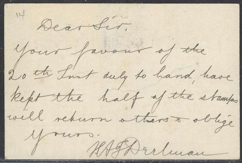 OFS 1896 (JA 26) 1/2d 8th PTG Stamp B/Kaart with `thick 1` used at Winburg. See below.