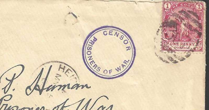 Cape Boer War 1900 Historic Censored Proving cover Heidelberg (BONC 307, cds) Green Point POW Camp.