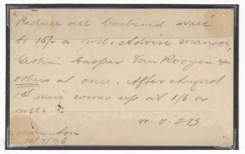 Cape rarity: 1896 only known Proving cover: WARRENTON STATION cds, BONC 796, Vryburg latest cds.
