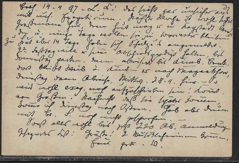 OFS 1897 (14 AP) 1/2d 9th PTG Stamp B/Kaart Bethanie to Bloemfontein. See below.