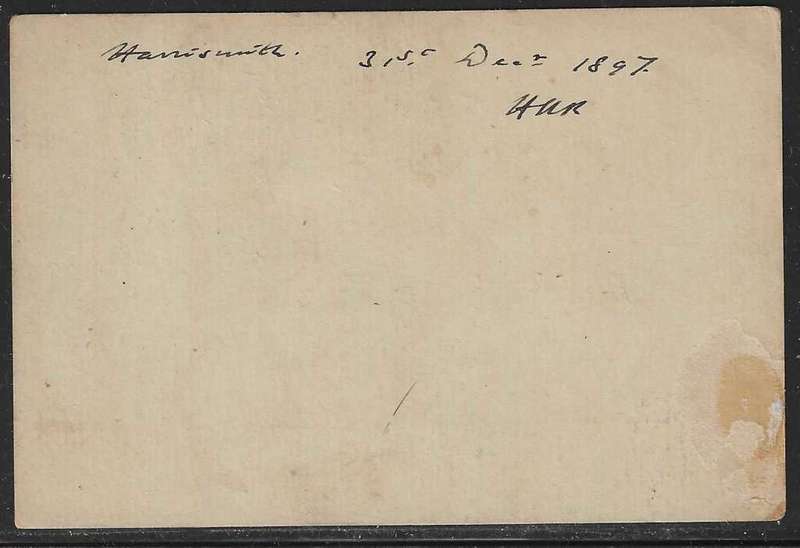 OFS 1898 (JA 2) uprated 11th PTG Stamp B/Kaart Harrismith to England. Correct postcard rate.