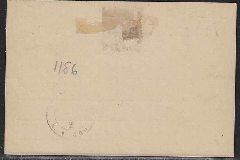 OFS 1894 (6 MR) 1d on 3d surcharged Type II Stamp Brief Kaart Bloemfontein/Johannesburg. See below.