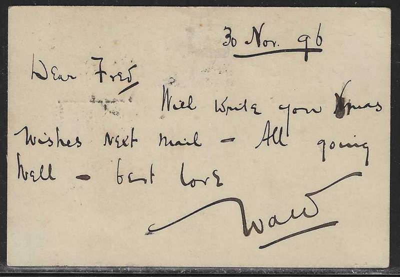 OFS 1896 (30 NO) 1 1/2d on 2d Stamp Brief Kaart. 3nd Ptg. Bloemfontein/England. See below.