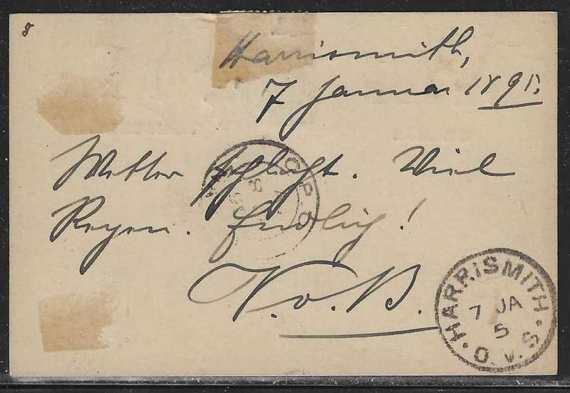 OFS 1895 (7 JA) 1 1/2d on 2d Stamp Brief Kaart. 3nd Ptg. Harrismith/GPO Natal/Noodsberg Road.