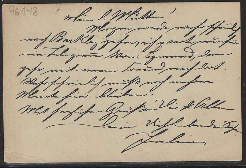 OFS 1897 (December) Rare 6th ptg 1 1/2d on 2d Stamp Brief Kaart to Munich, Germany..
