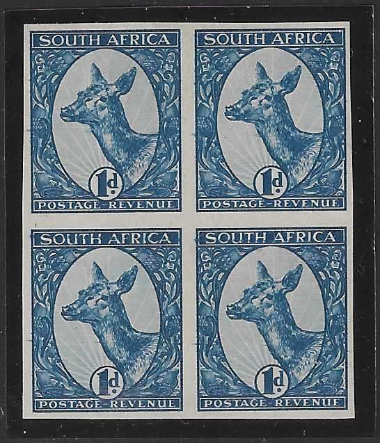 Union: Scarce 1926 Booysens Essay block in blue. VFM.  See below.